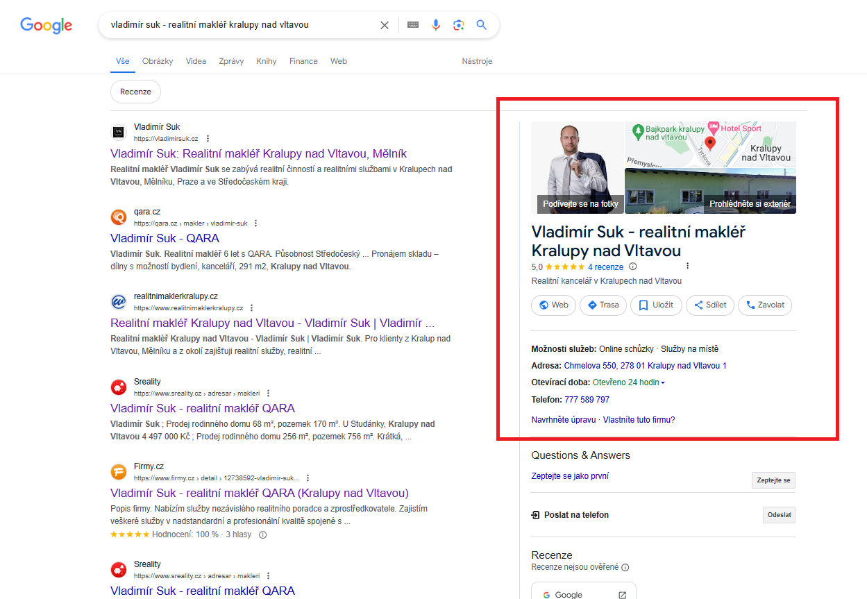 Vladimír Suk - firemní zápis na Google